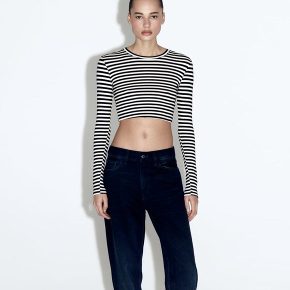 Zara | Tops | Cotton And Modal Crop Top | Poshmark